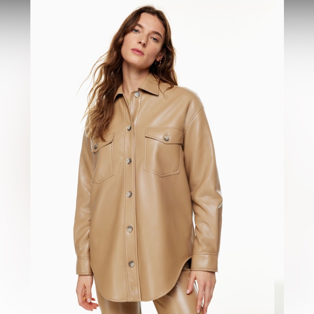 Aritzia Wilfred Leather Shirt Jacket